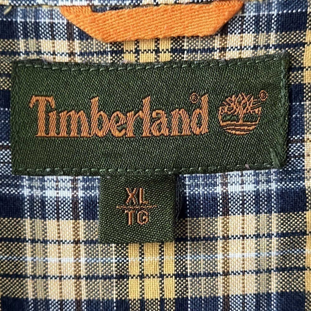 Timberland shirt, Golden and blue plaid size XL button up - Picture 2 of 9